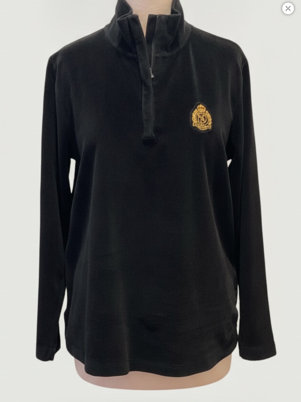 Ralph Lauren Black Quarter-Zip Velour Pullover with Matching Pants